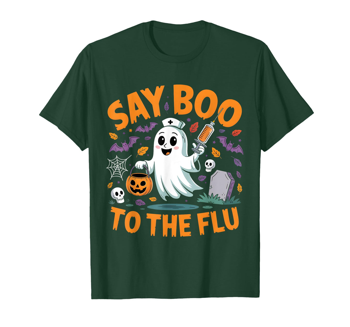 Say Boo to The Flu Ghost Halloween Graphic T-Shirt