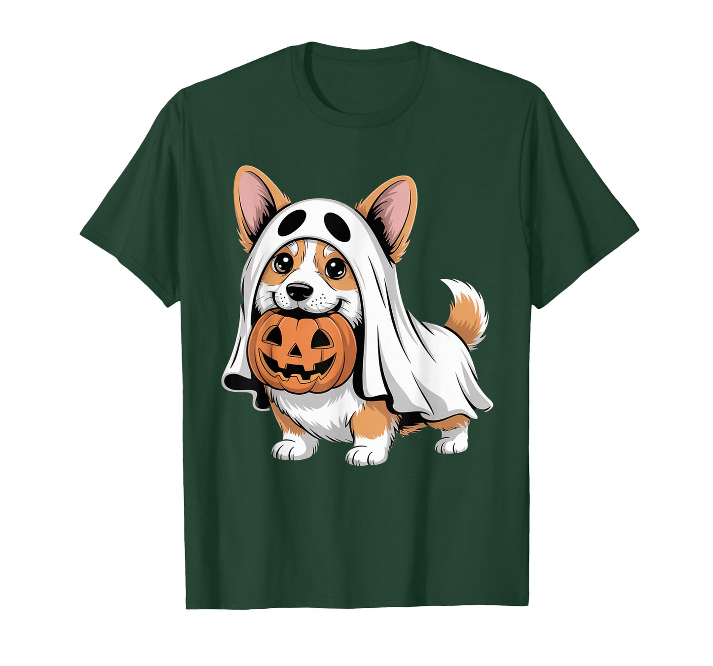 Cute Corgi Ghost Pumpkin Dog Owner Halloween Costume T-Shirt