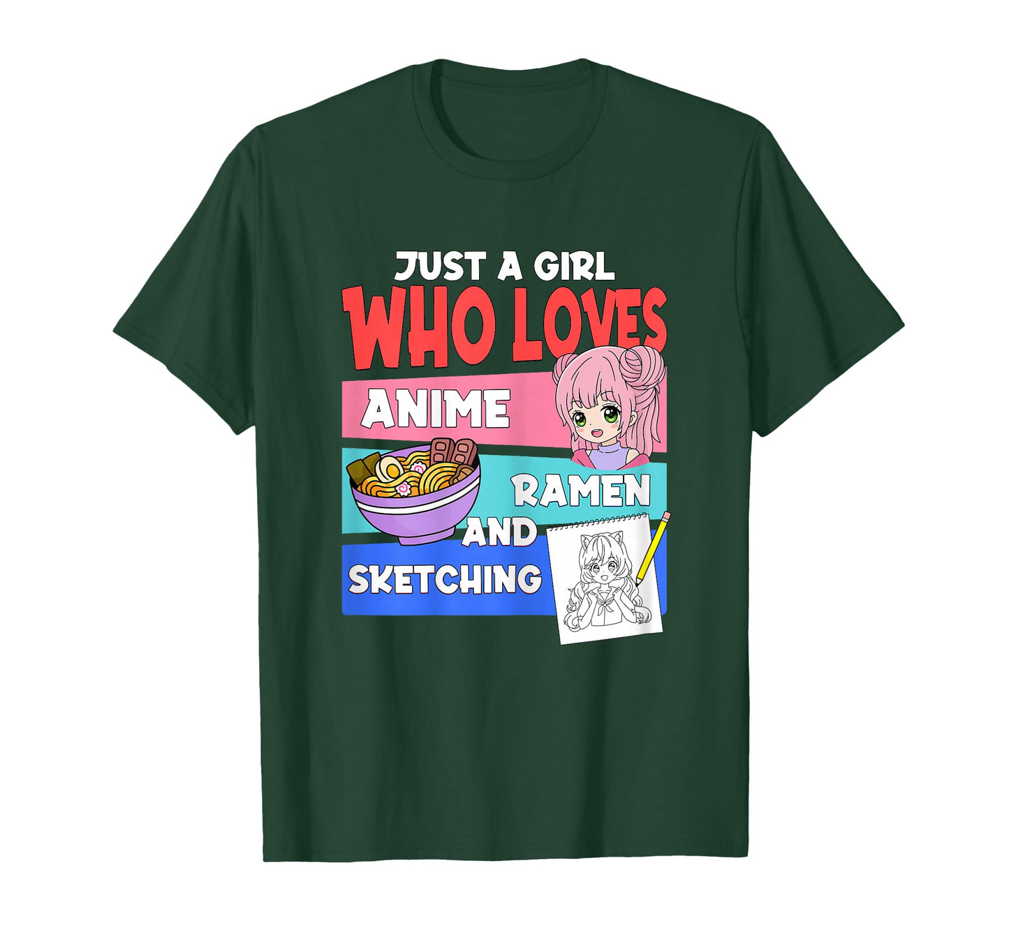 Just A Girl Who Loves Anime Ramen and Sketching Japan Anime T-Shirt