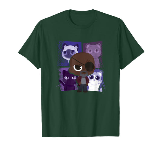 Marvel The Marvels Nick Fury Flerken Chibi Box Up Poster T-Shirt