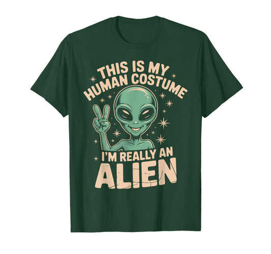 This is My Human Costume Funny Alien Halloween UFO T-Shirt