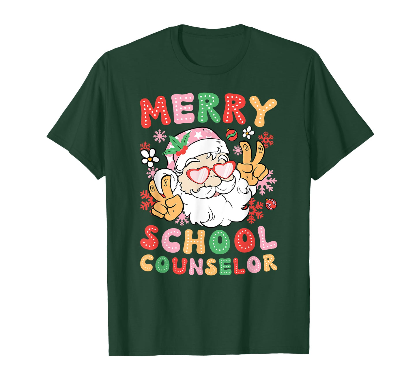 Merry School Counselor Christmas School Counseling Xmas T-Shirt