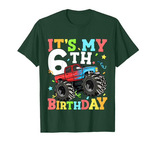 Monster Truck It's My 6th Birthday Boy 6 T-Shirt
