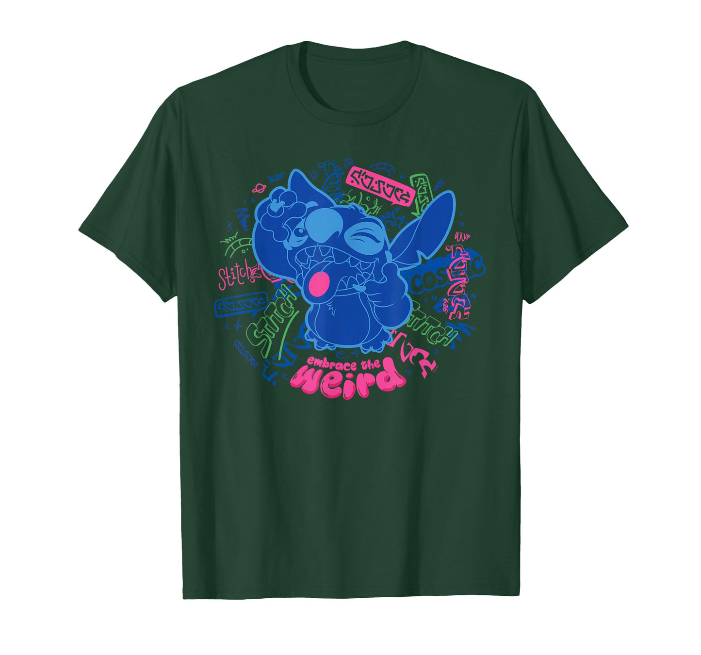 Disney Stitch Embrace the Weird Freestyle Alien Street Tags T-Shirt