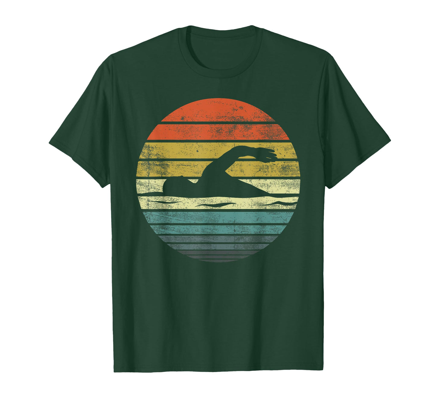 Swimmer Gifts Funny Retro Vintage Sunset Swim Coach Swimming T-Shirt