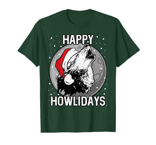 Happy Howlidays Shirt Christmas Wolf T-Shirt