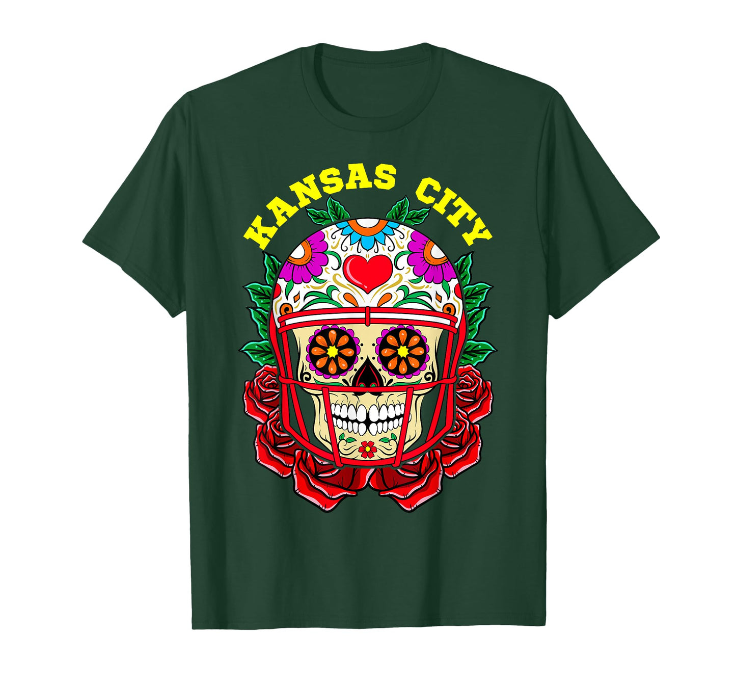 Kansas Day Sugar Skull Football Helmet Game Day Y'all T-Shirt