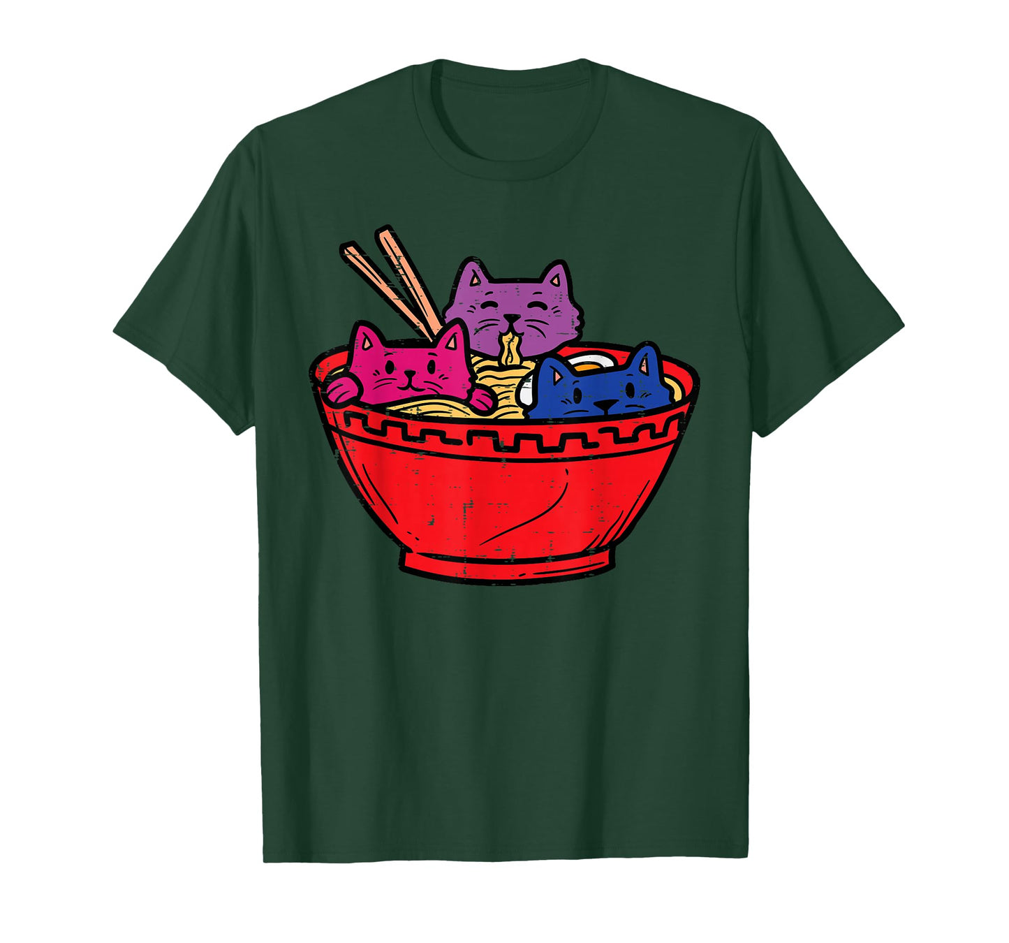 Cats in Ramen Anime Food LGBTQ Bisexual Flag Gay Pride Bi T-Shirt