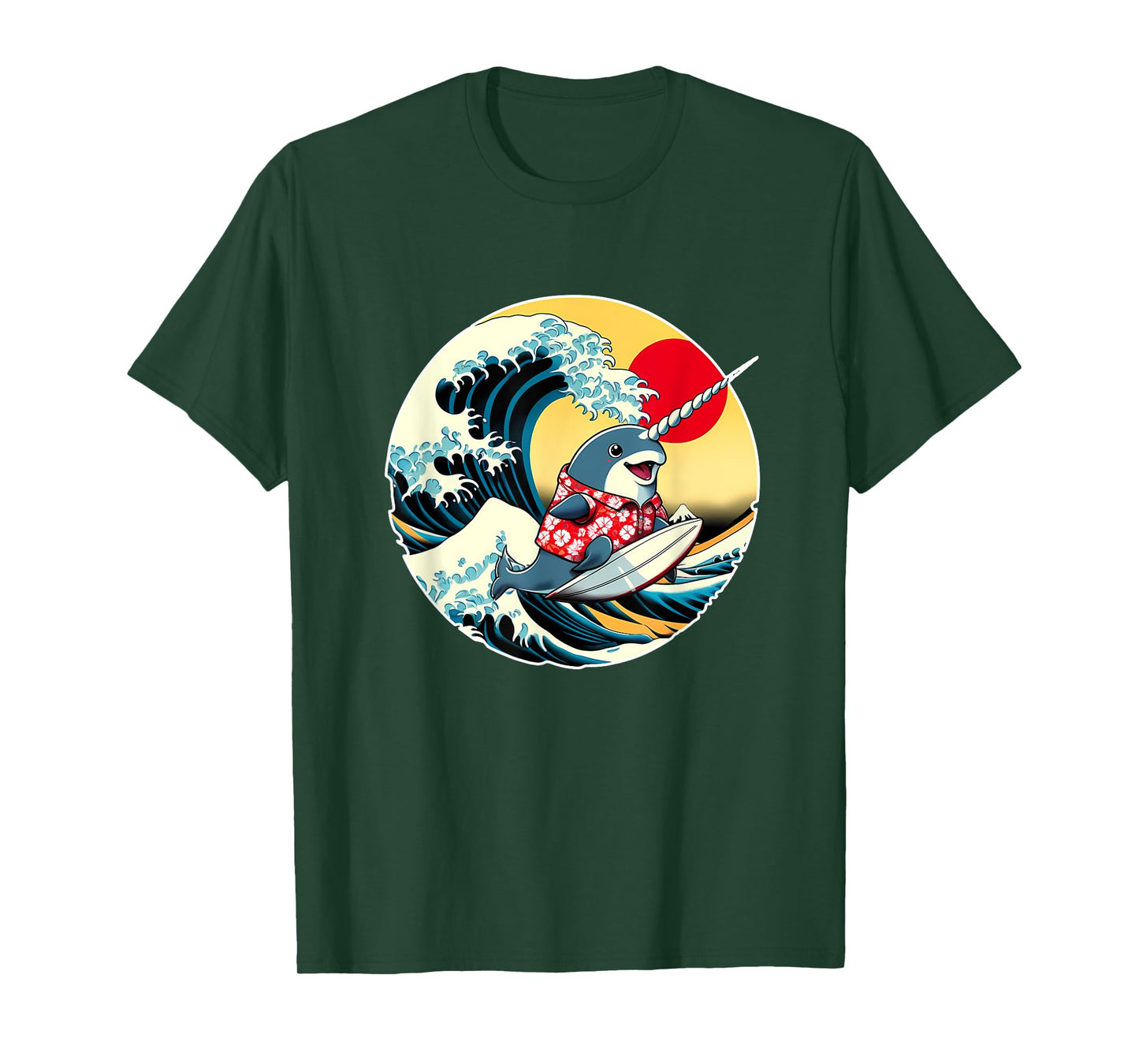 Great Wave Kanagawa Narwhal Surfing T-Shirt
