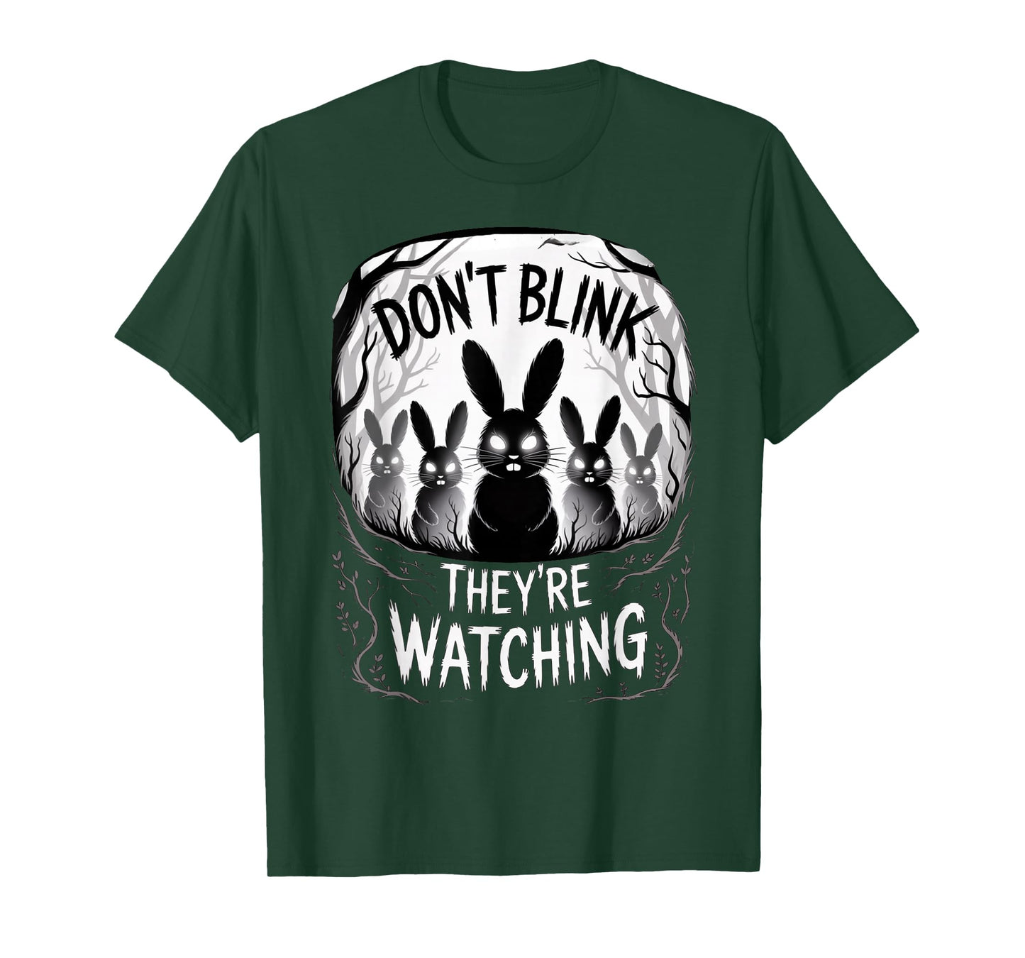 Bunny Horror Creepy Forest Watching Halloween Rabbit T-Shirt