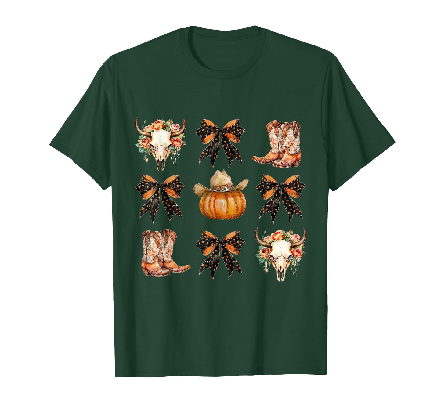 Coquette Bow Halloween, Skull Western Autumn, Howdy Pumpkin T-Shirt