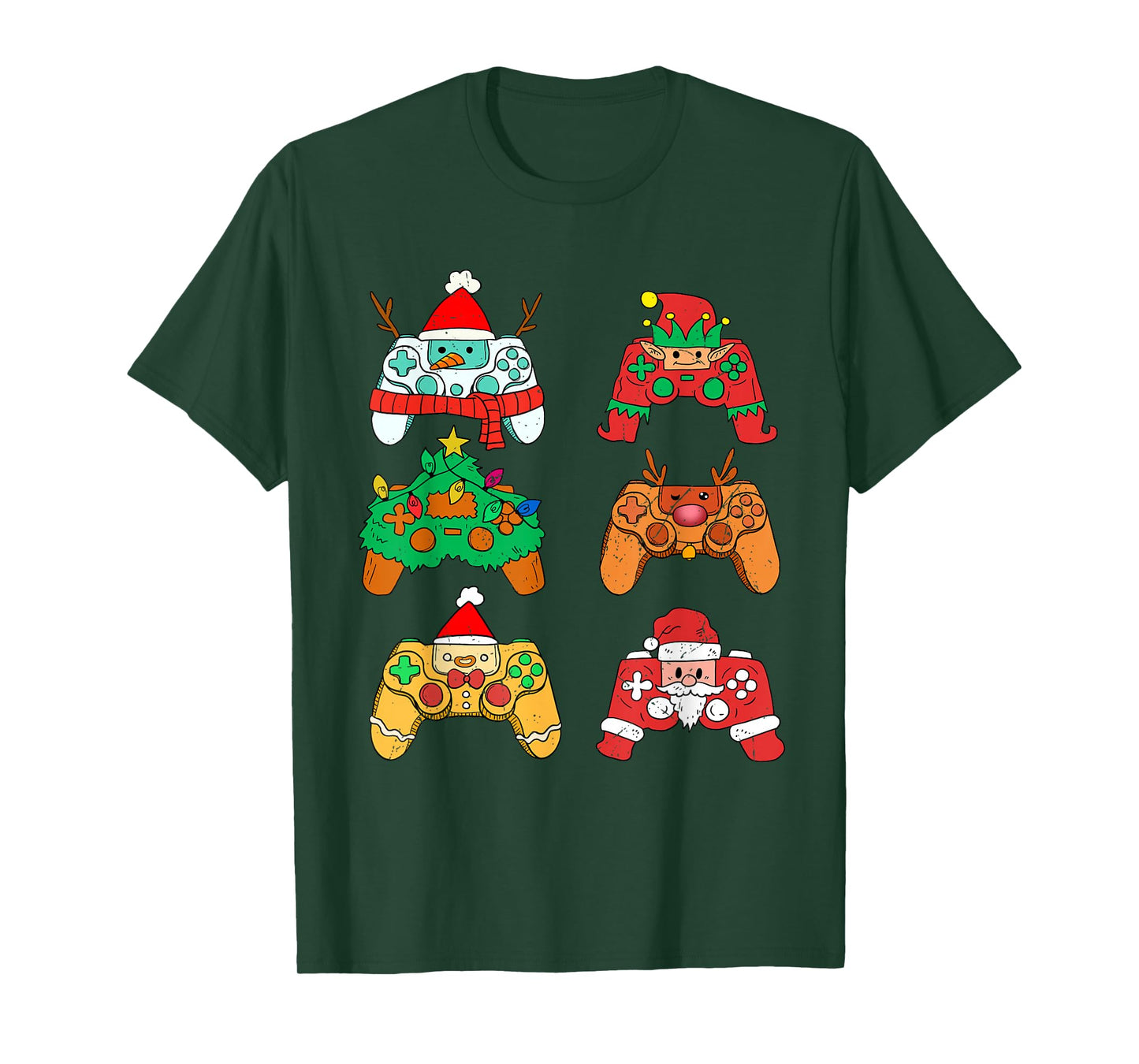 Video Game Christmas Santa Elf Gaming Controllers Gamer Boys T-Shirt