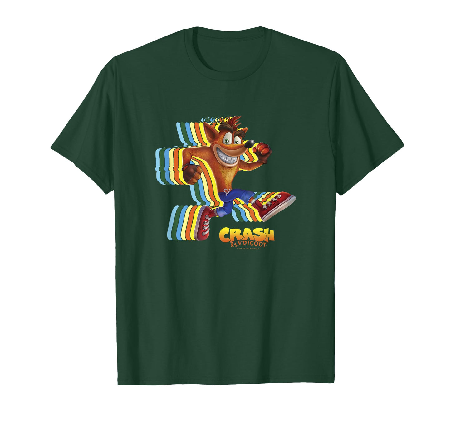 Crash Bandicoot Retro Crash Rainbow Vintage Action Glitch T-Shirt