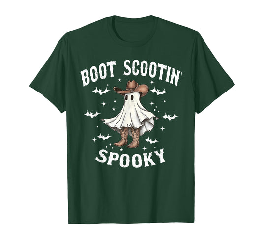 Boot Scootin' Spooky Cowboy Western Ghost Groovy Halloween T-Shirt