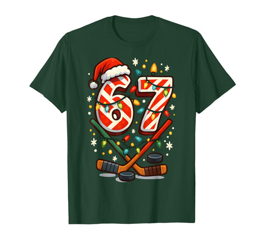 Funny Six Seven Christmas Ice Hockey T-Shirt