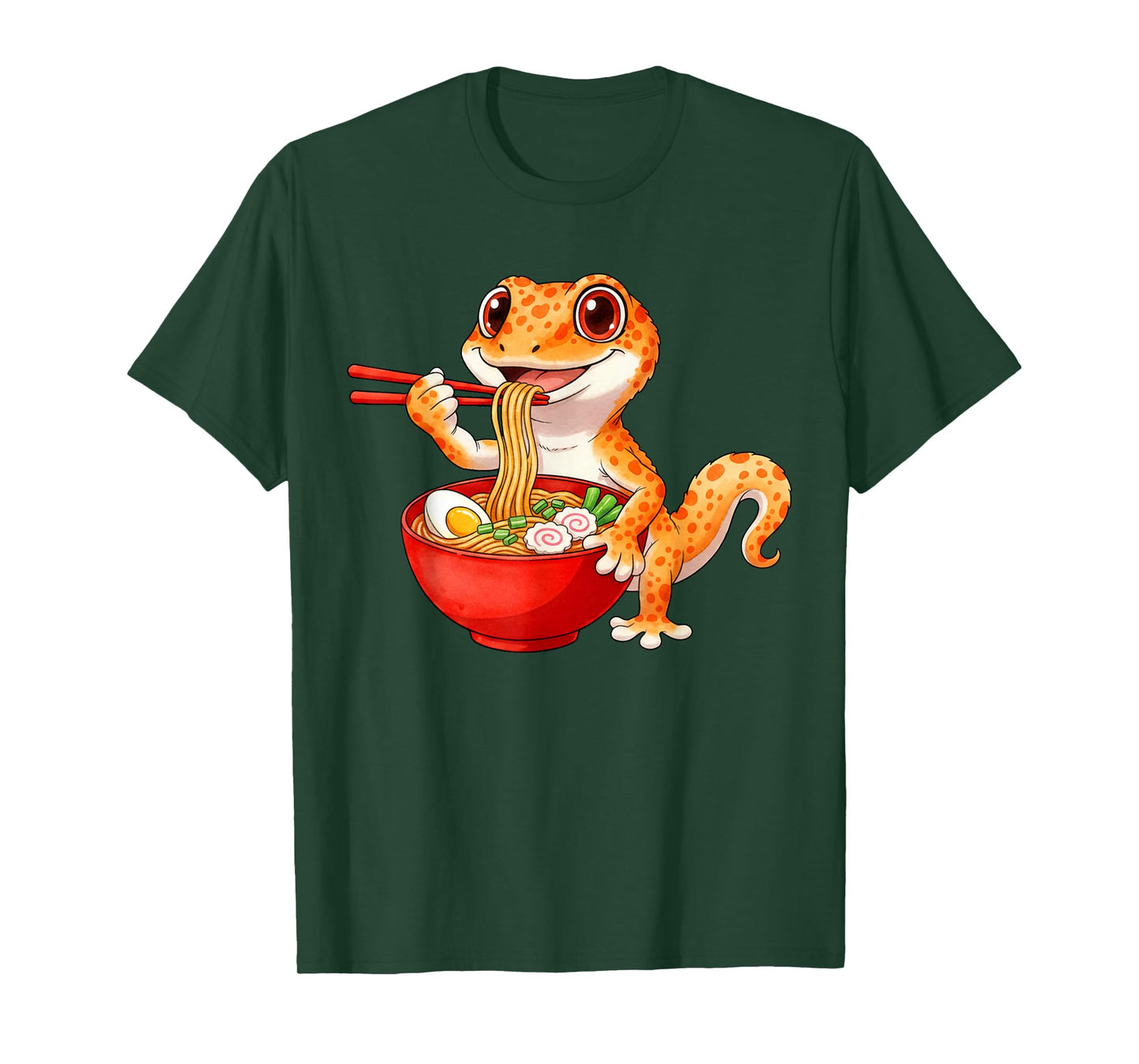 Funny Lizard Reptile Leopard Gecko Eating Ramen Japanese T-Shirt