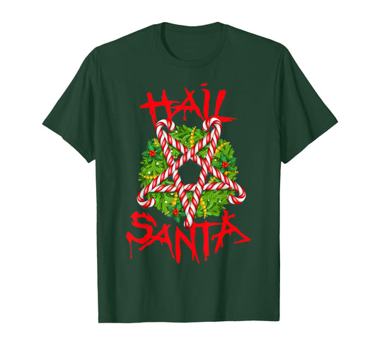 Christmas Hail Santa Candy Cane Pentagram Evil Krampus Satan T-Shirt