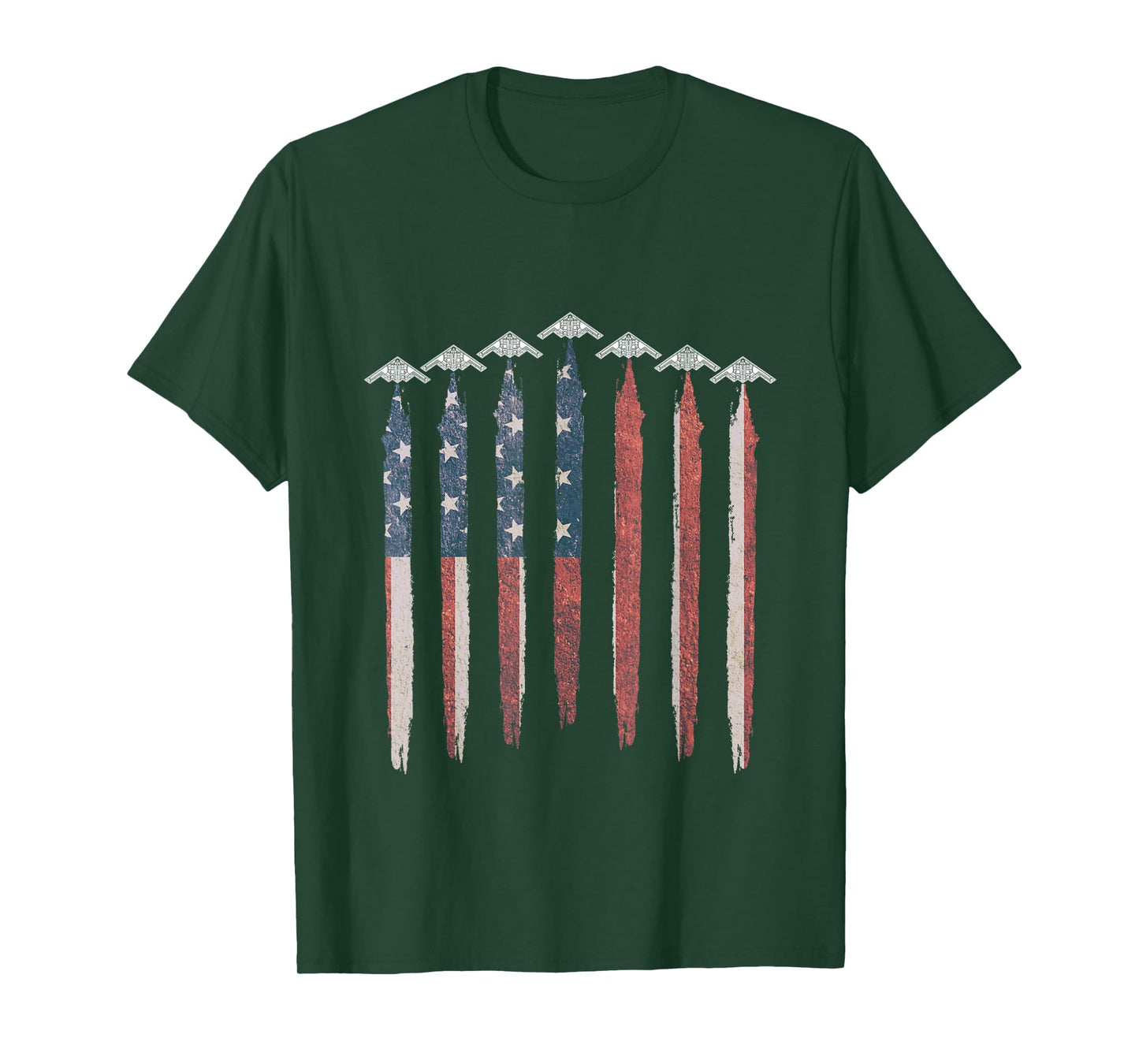 B2 Stealth Bomber Airplane USA Flag B2 4th of July T-Shirt