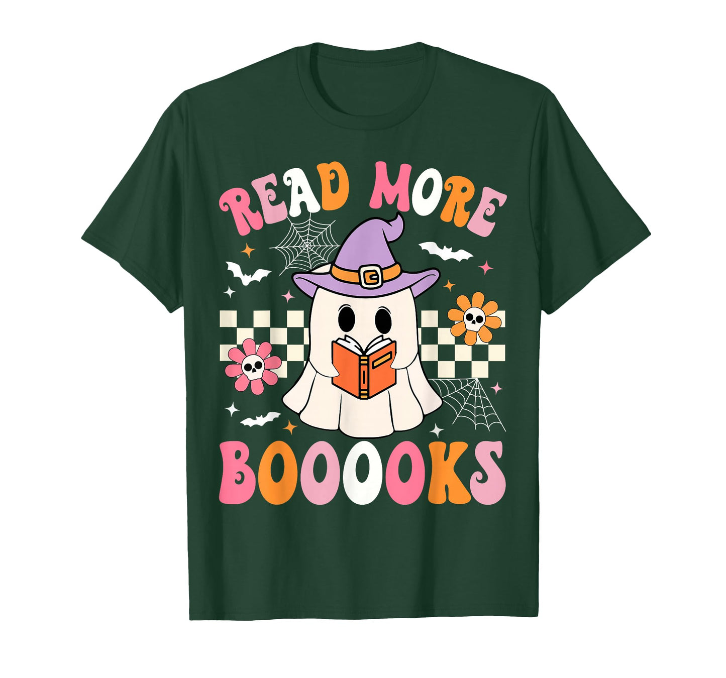 Groovy Booooks Ghost Read More Books Funny Teacher Halloween T-Shirt