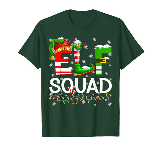 Funny Elf Squad Pajamas Christmas Xmas Men Women Kid T-Shirt