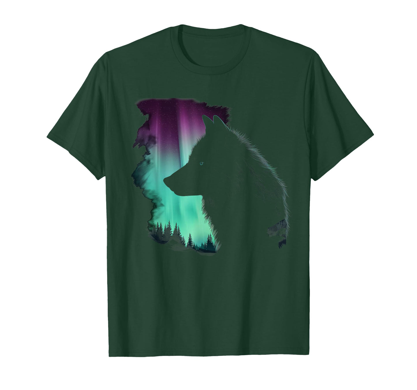 Wolf Northern Light Winter Arctic Nature Wolf Lover T-Shirt