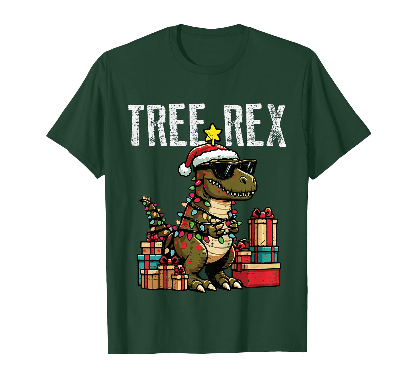Kids Christmas Dinosaur Tree Rex Xmas Trex Toddler Boys Kid Youth T-Shirt