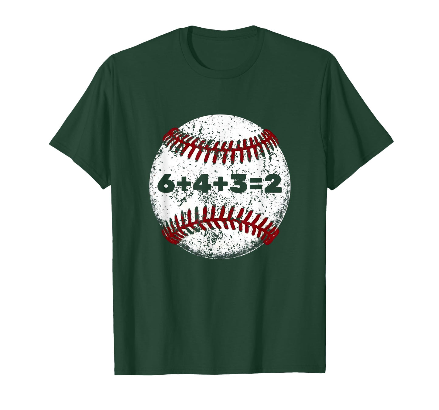White Baseball red Stitches Sport Graphic Funny 6+4+3=2 T-Shirt