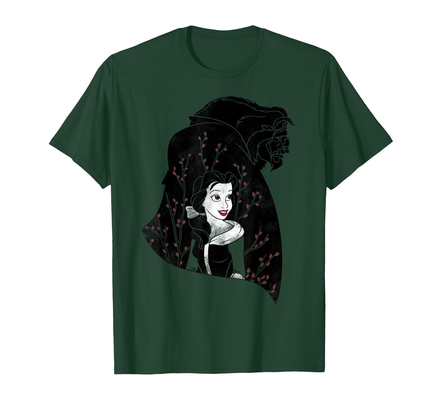 Disney Beauty And The Beast Floral Silhouette T-Shirt T-Shirt