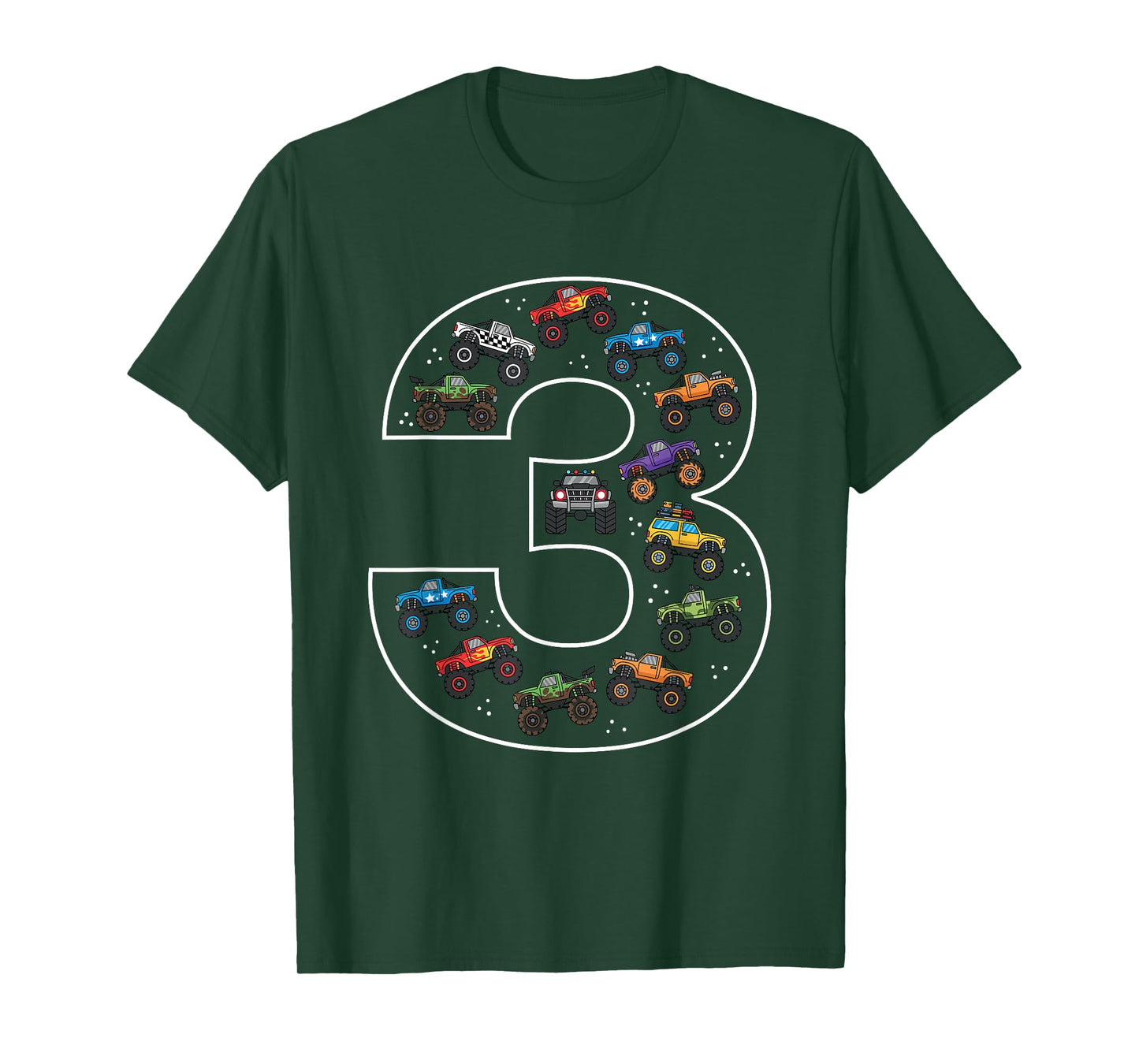 3rd Birthday 3 Year Old Car Boys Monster Truck T-Shirt