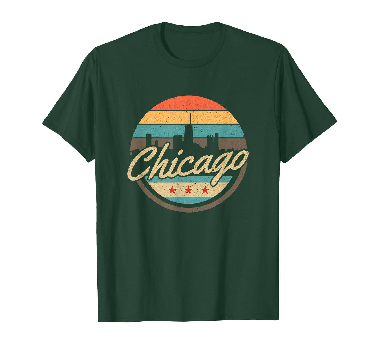 Chicago Flag Skyline Vintage Illinois USA Souvenir T-Shirt