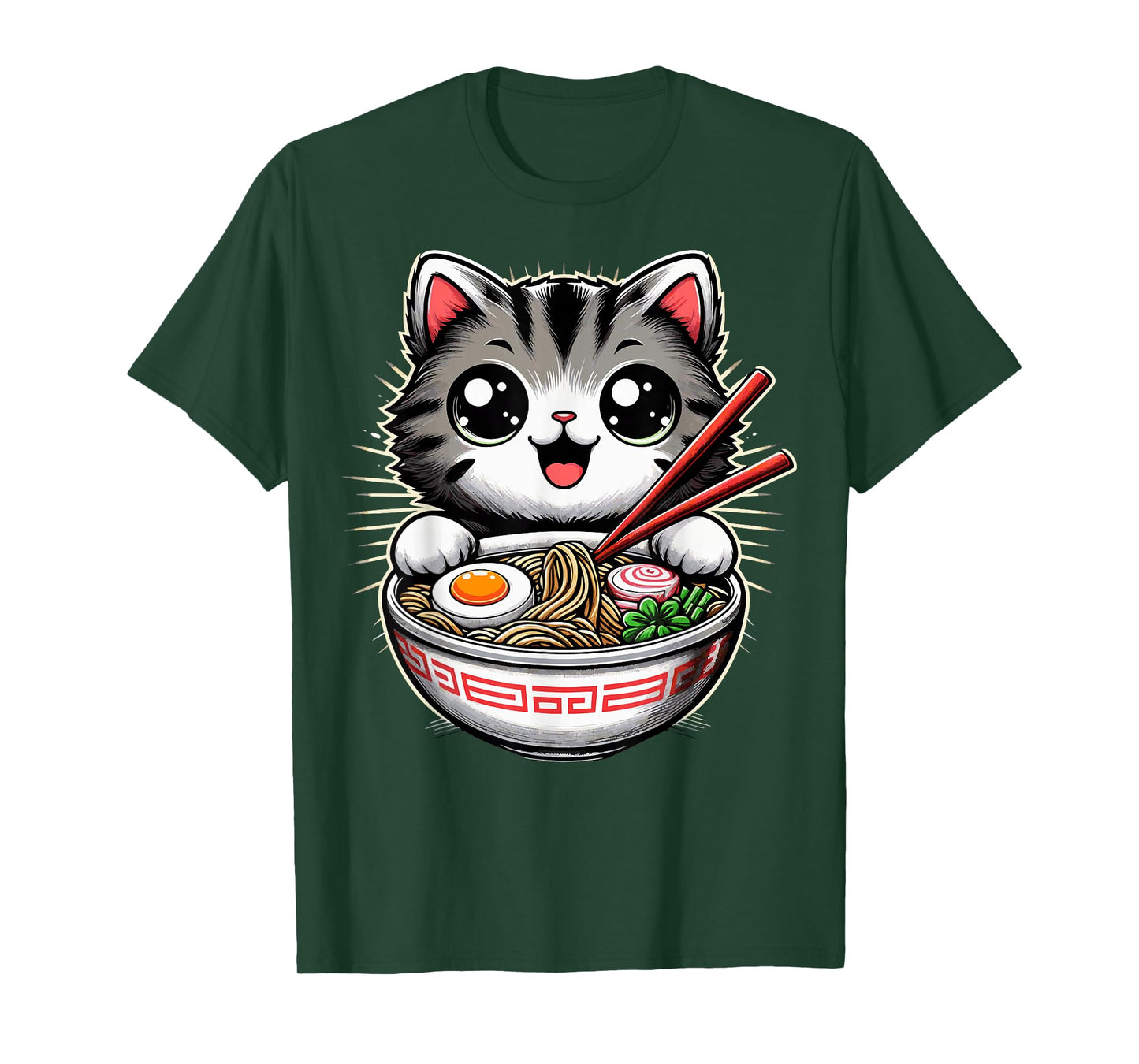Cat Ramen Noodles Anime Kawaii Japanese T-Shirt