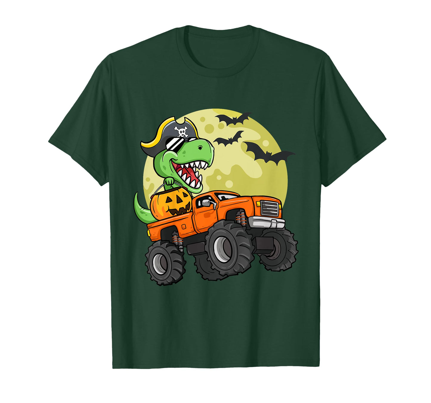 Kids Boys Halloween Monster Truck T-Rex Pirate Dinosaur Toddler T-Shirt
