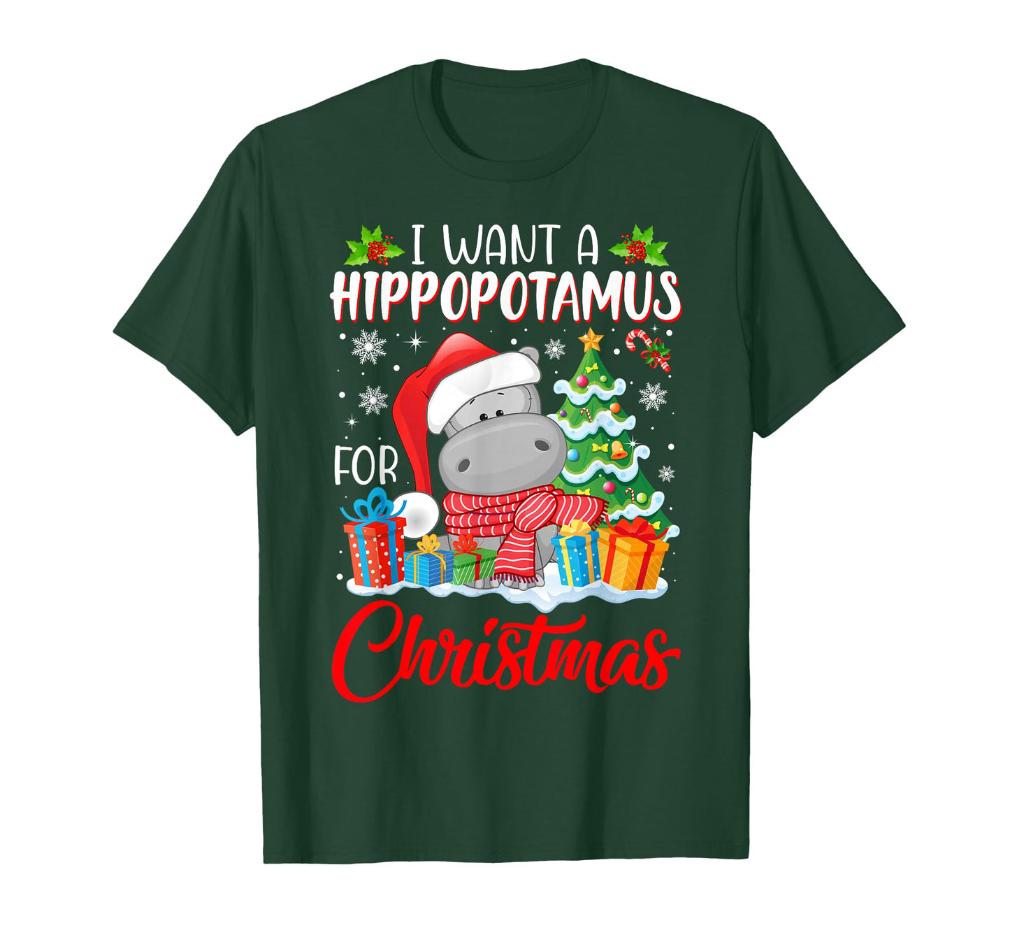 I Want A Hippopotamus For Christmas Xmas Hippo for Kid Women T-Shirt