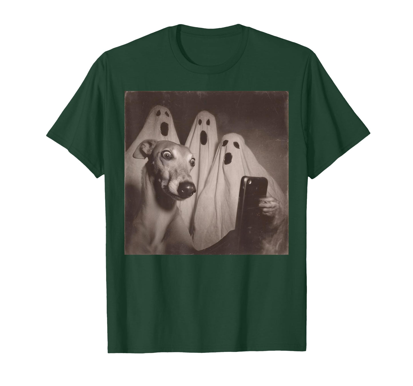 Italian Greyhound Selfie with Ghosts Funny Halloween T-Shirt