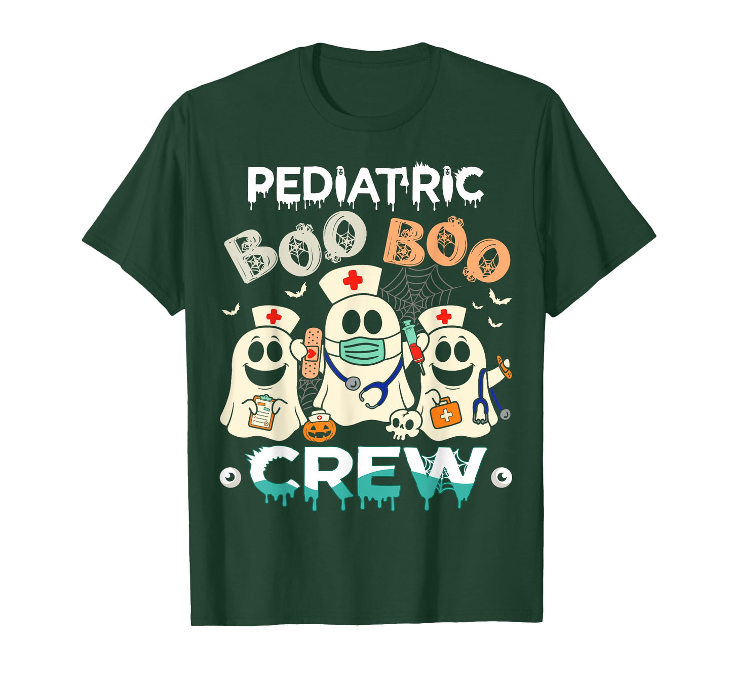 Halloween Nurse Peds Boo Crew Retro Pediatric Nurse Ghost T-Shirt