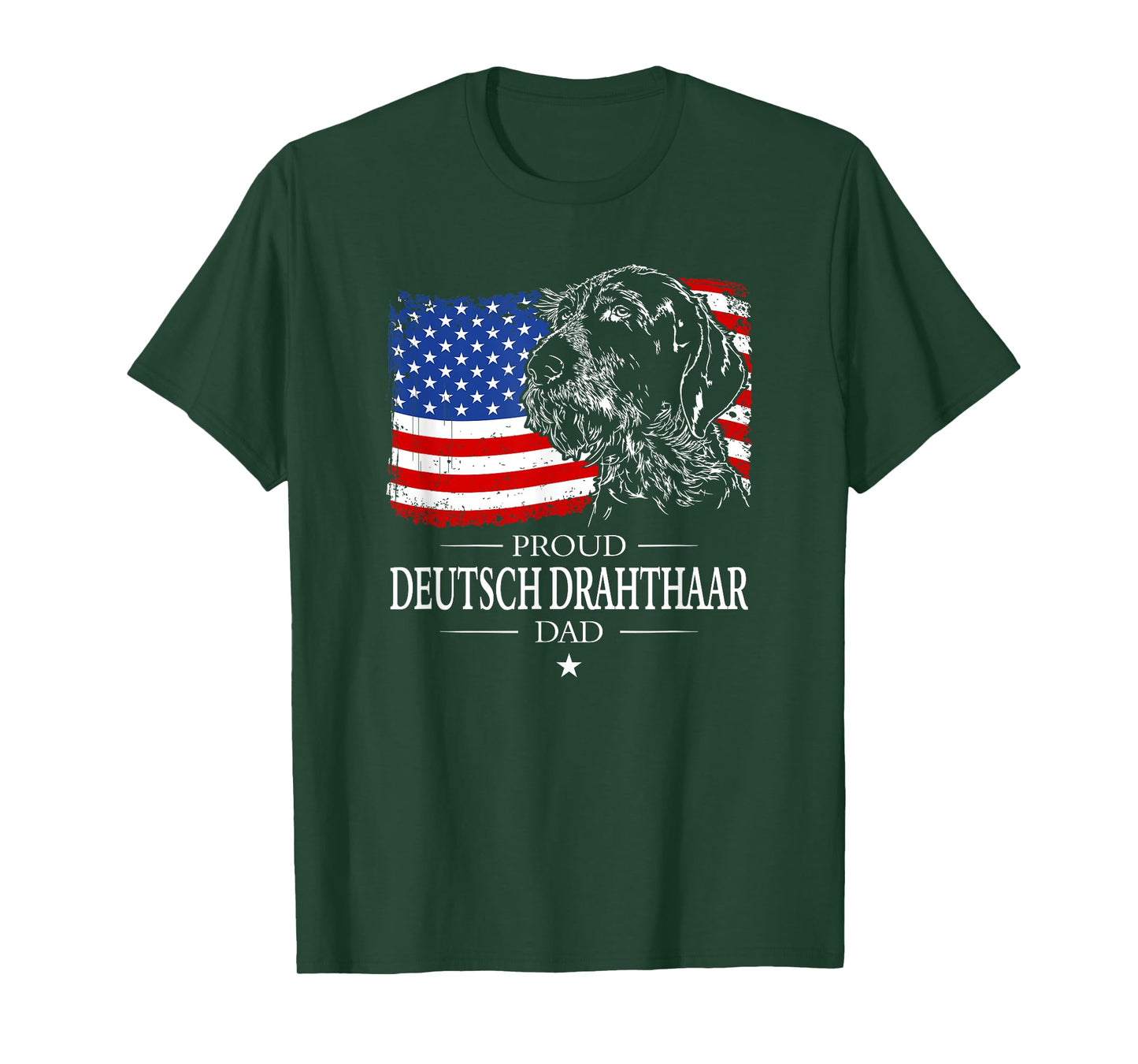Proud Deutsch Drahthaar Dad American Flag patriotic dog gift T-Shirt for Men