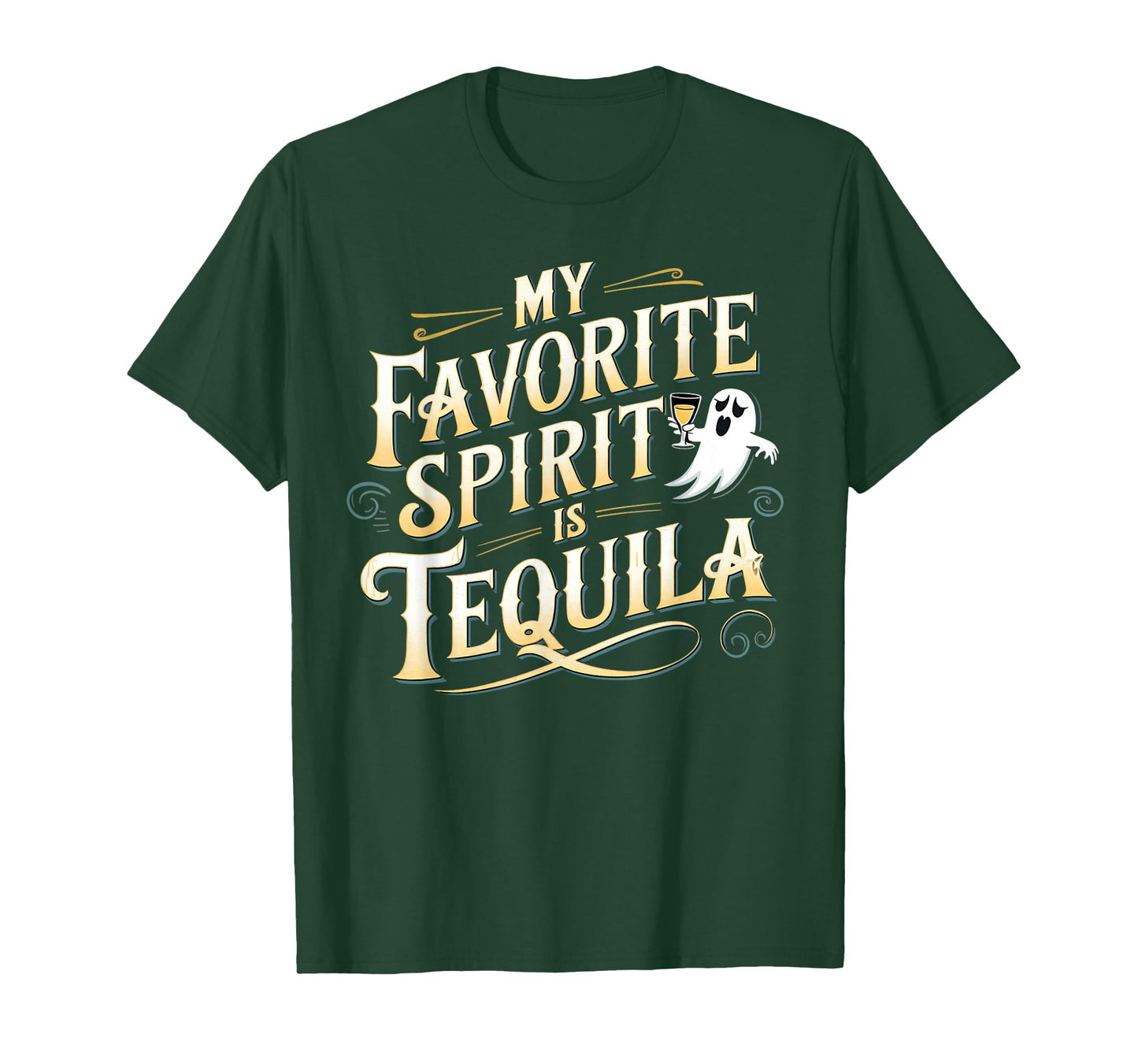 My Favorite Spirit is Tequila | Funny Ghost Drinking Tequila T-Shirt