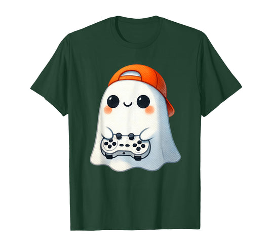 Halloween Ghost Gamer Video Gaming Boys Men Kids Cute Tees T-Shirt