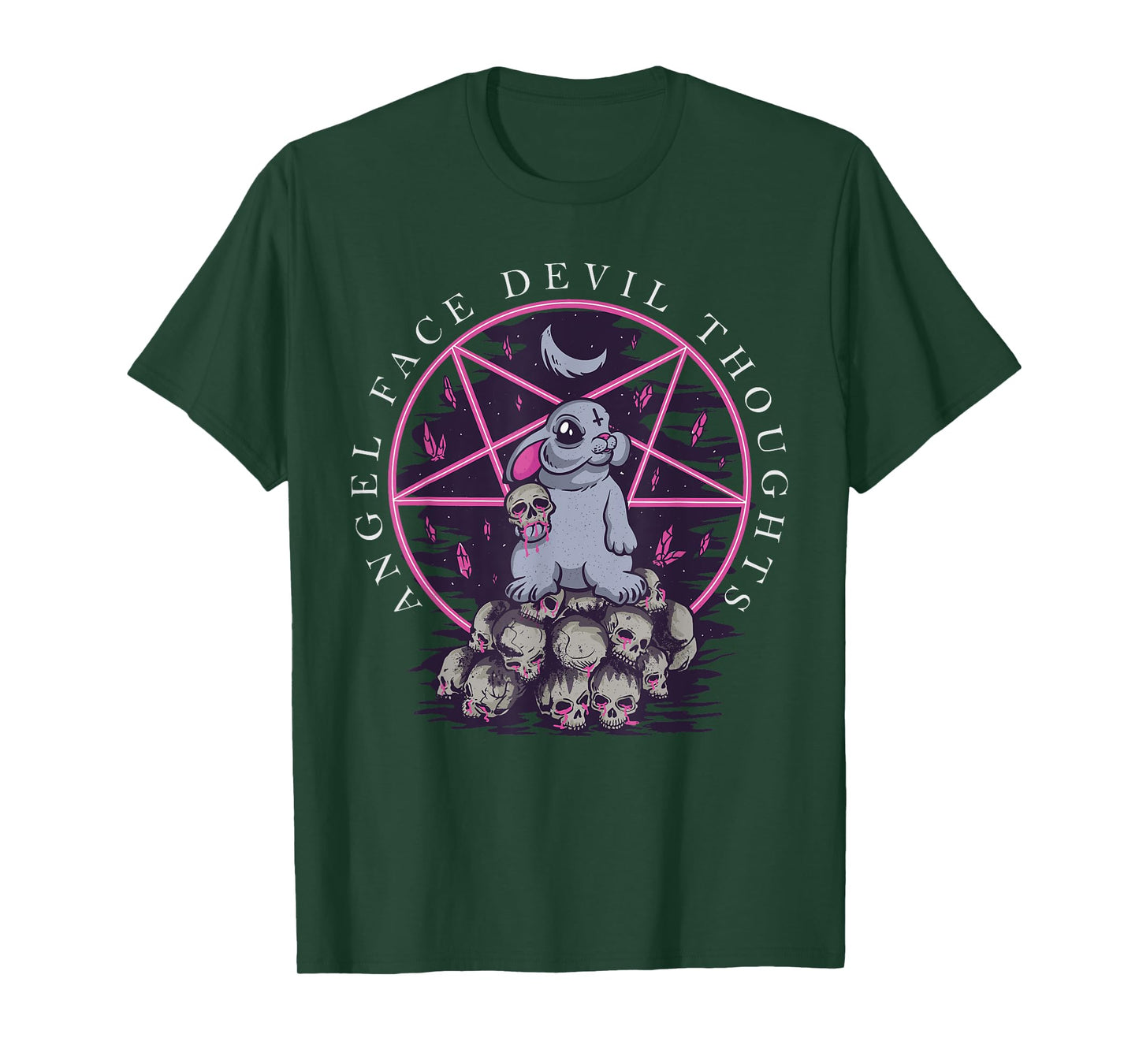 Pastel Goth Occult Kawaii Anime Angel Face Devil Thoughts T-Shirt