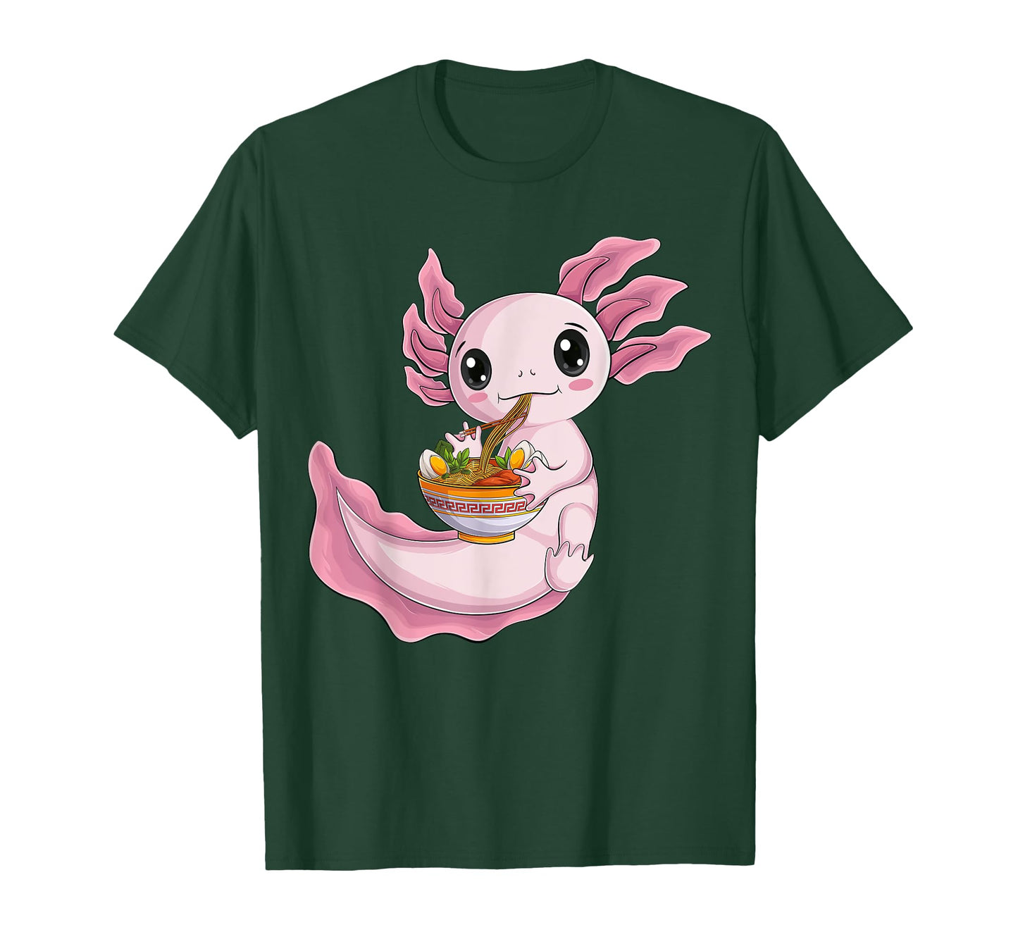 Kawaii Axolotl eat Ramen Japanese Anime Noodles Kids Men T-Shirt Small