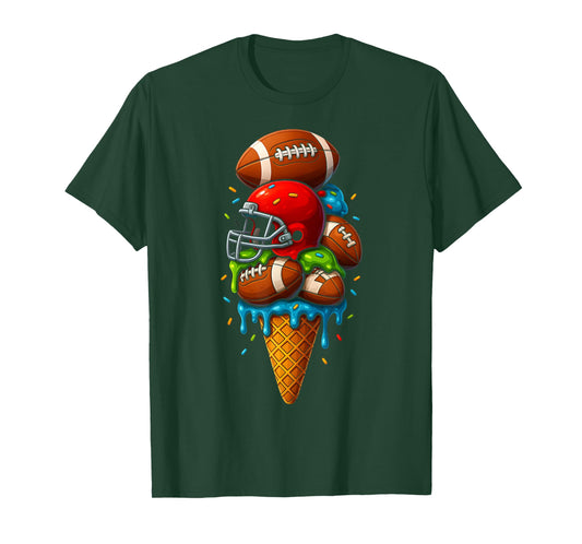 Football Ice Cream Drip Boys Football Stuff QB RB Sprinkles T-Shirt