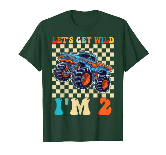 Birthday Wild Monster Truck 2 Year Old Boys 2nd Bday Kids T-Shirt