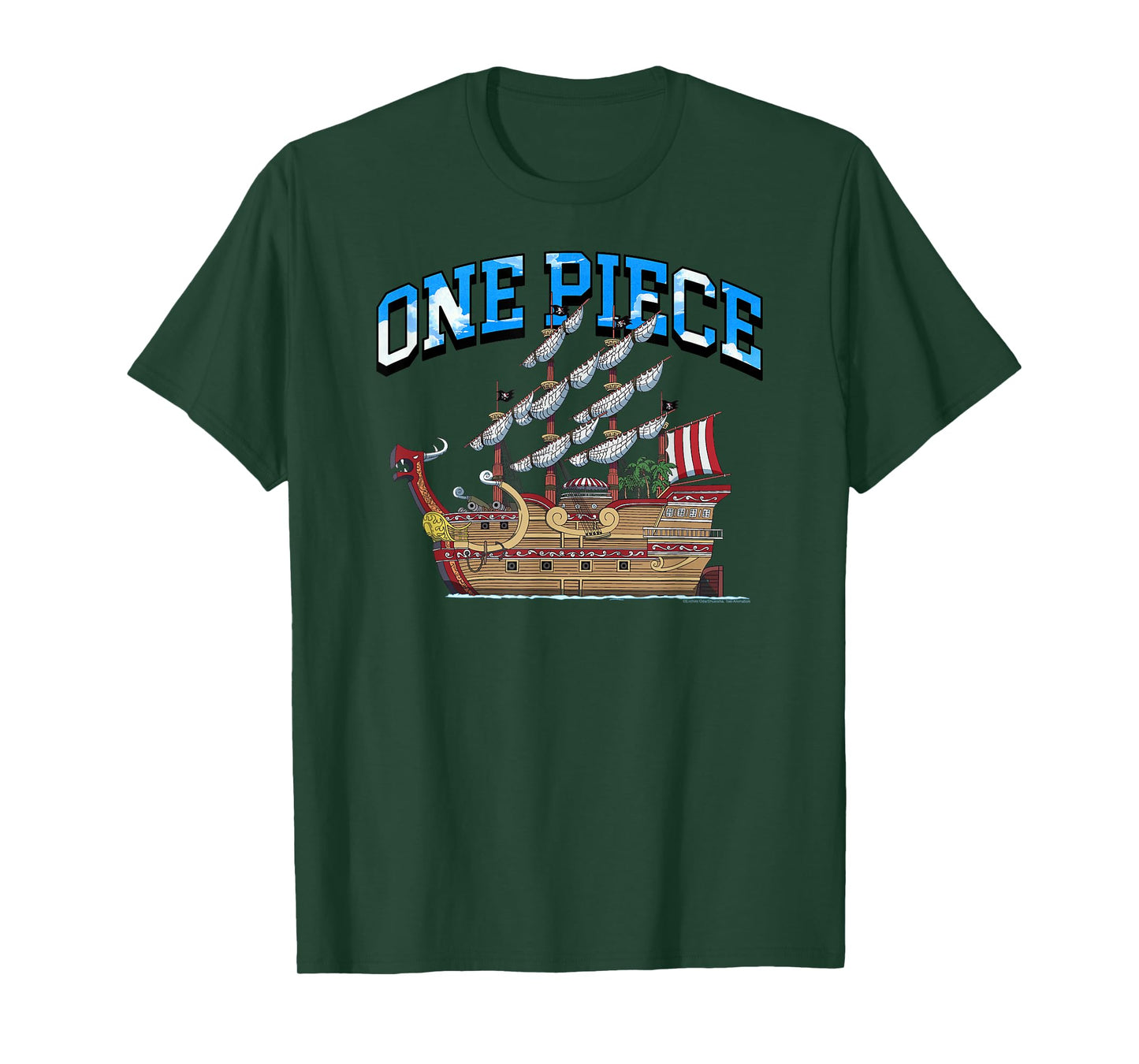 One Piece Anime Collegiate Lettering Ship T-Shirt