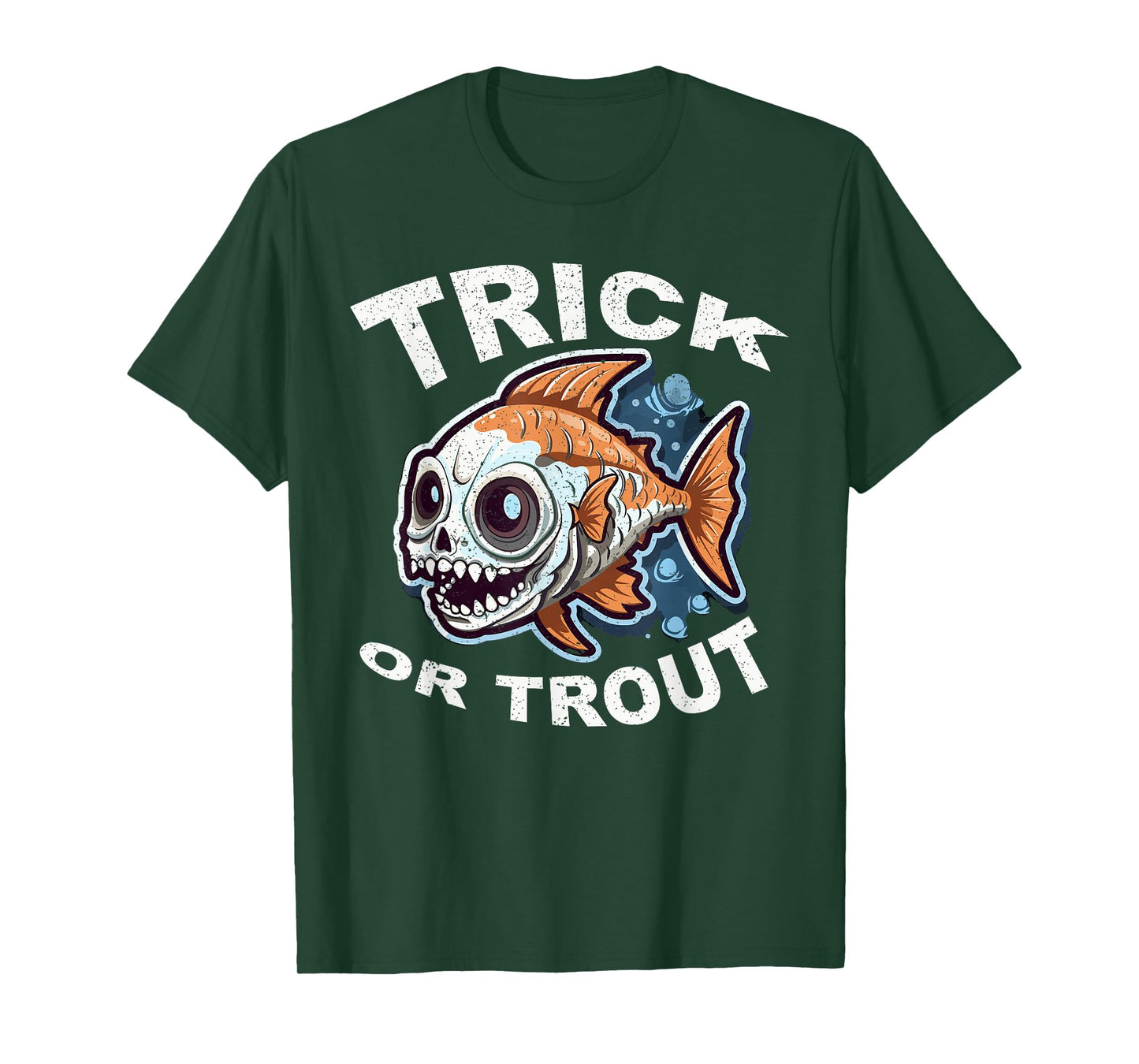 Fish Halloween Fishing Trick Or Treat Spooky Fisherman T-Shirt