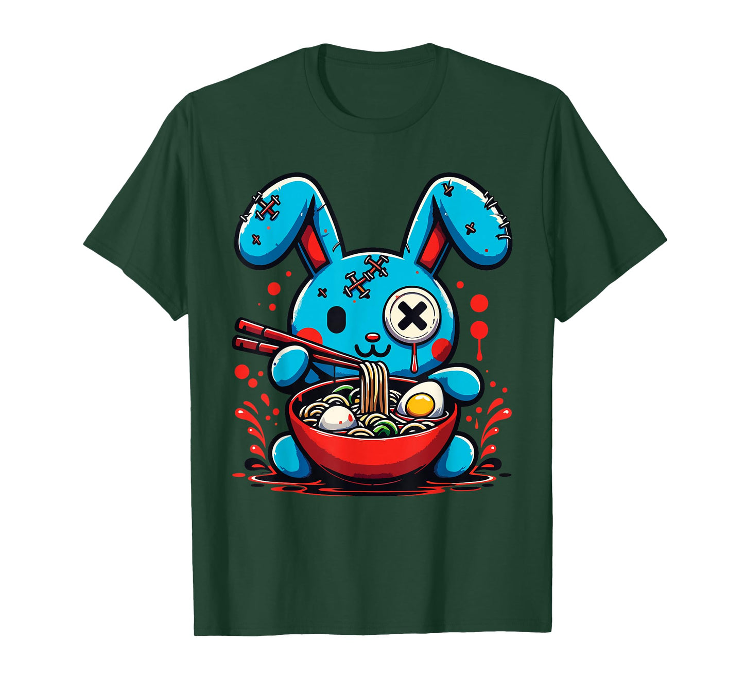 Cute Kawaii Zombie Bunny Eating Ramen Lover T-Shirt