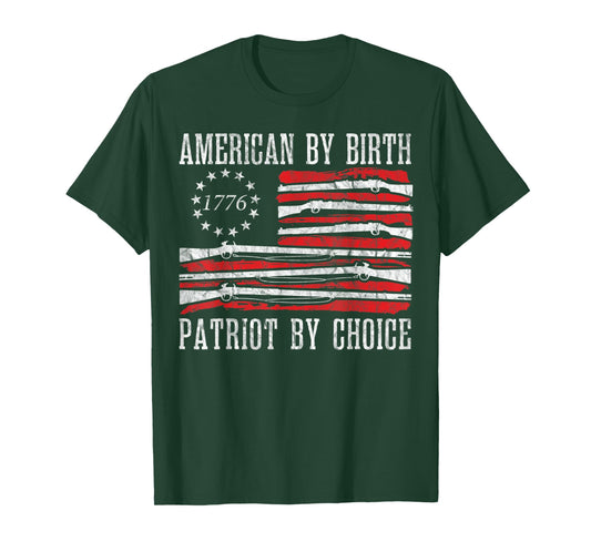 American By Birth Patriot By Choice Vintage American Flag Women Men T-Shirt