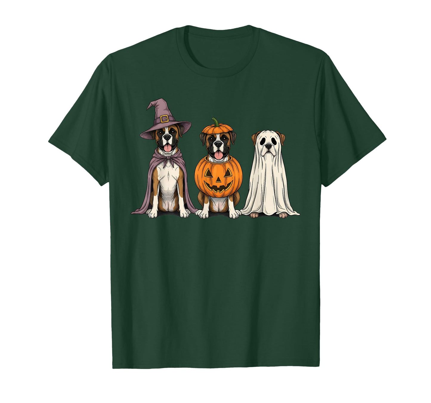 Spooky Ghost Boxer Dog Lover Pumpkin Halloween T-Shirt