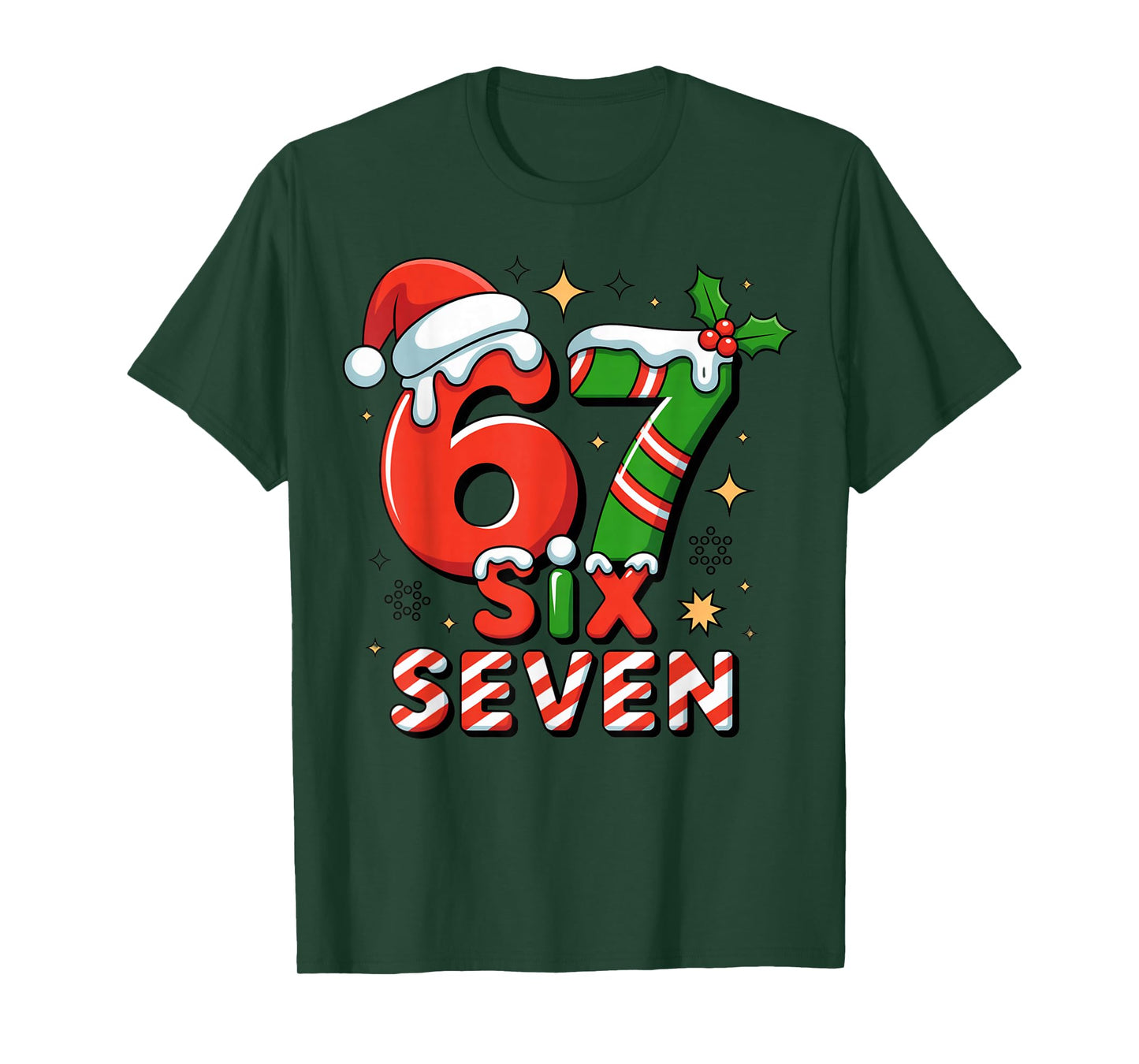 Funny 67 Meme Christmas Six Seven Santa Holiday T-Shirt
