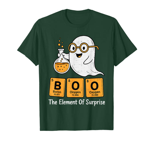Boo Ghost Chemistry Pun Science Periodic Table Halloween T-Shirt