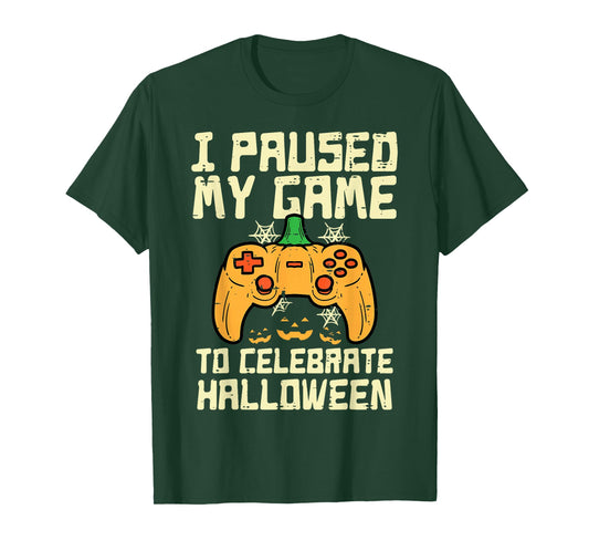 Paused My Game Halloween Gamer Gaming Costume Boys Kids Men T-Shirt